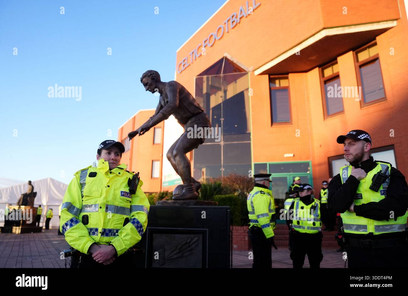 Police officers outside the stadium entrance following the William Hill ...