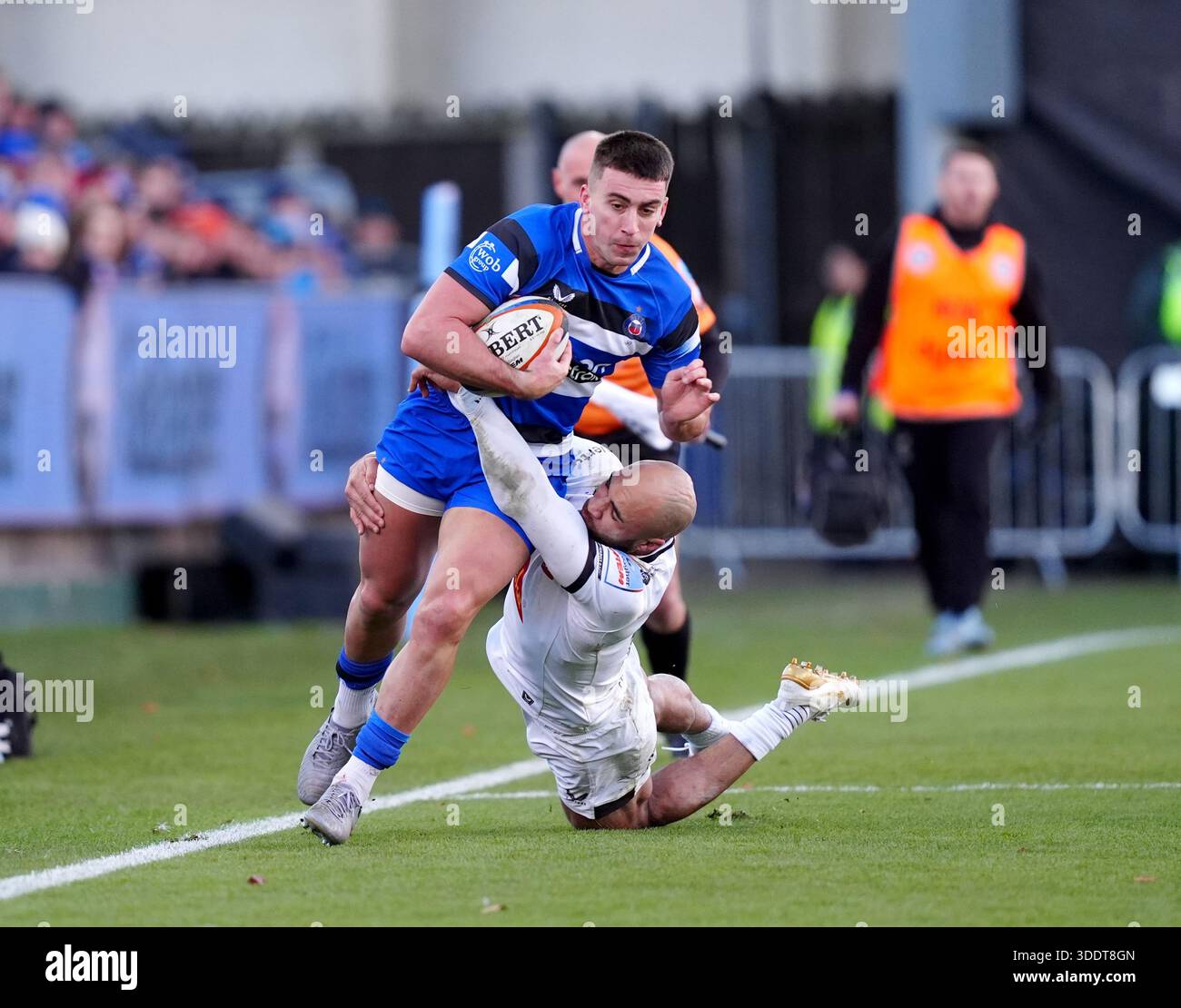 Bath Rugby's Cameron Redpath is tackled by Exeter Chiefs' Immanuel Feyi ...