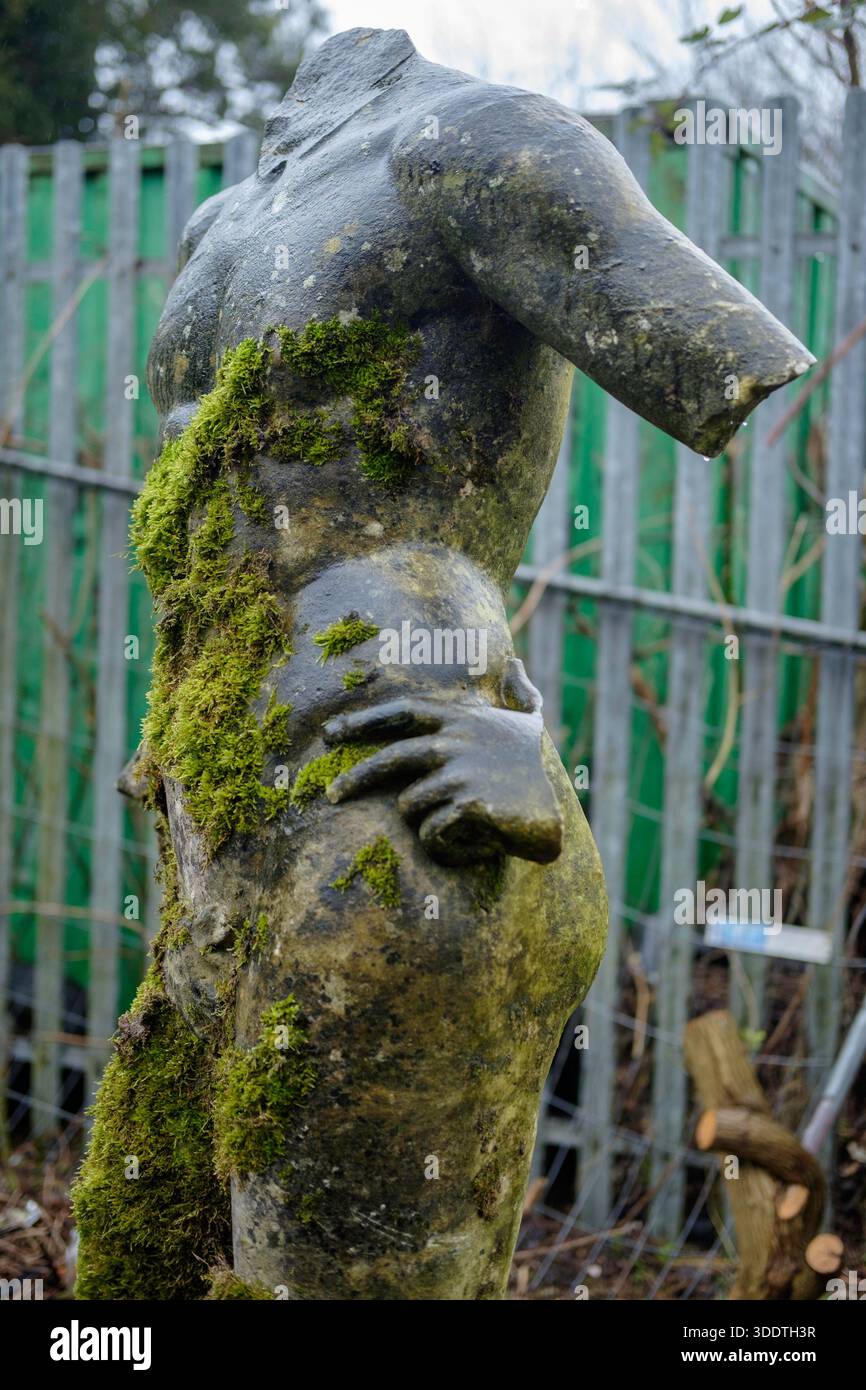 Weathered and damaged classical statuary and architectural ornamentation at Crystal Palace Park museum, London, UK Stock Photo