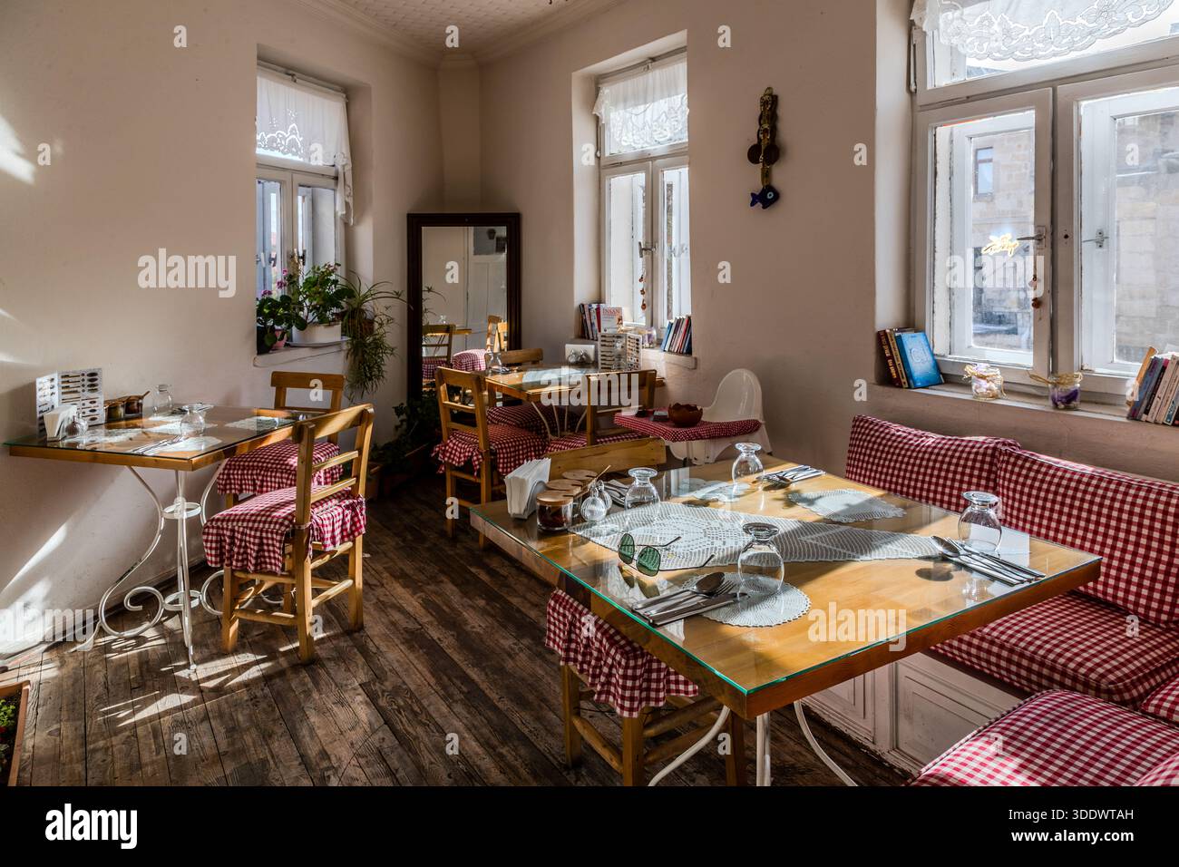 Restaurant of the Women's Cooperative Tık Tık Kadın Emeği (Women's Labour) in Ürgüp, Central Anatolia Region, Turkey Stock Photo