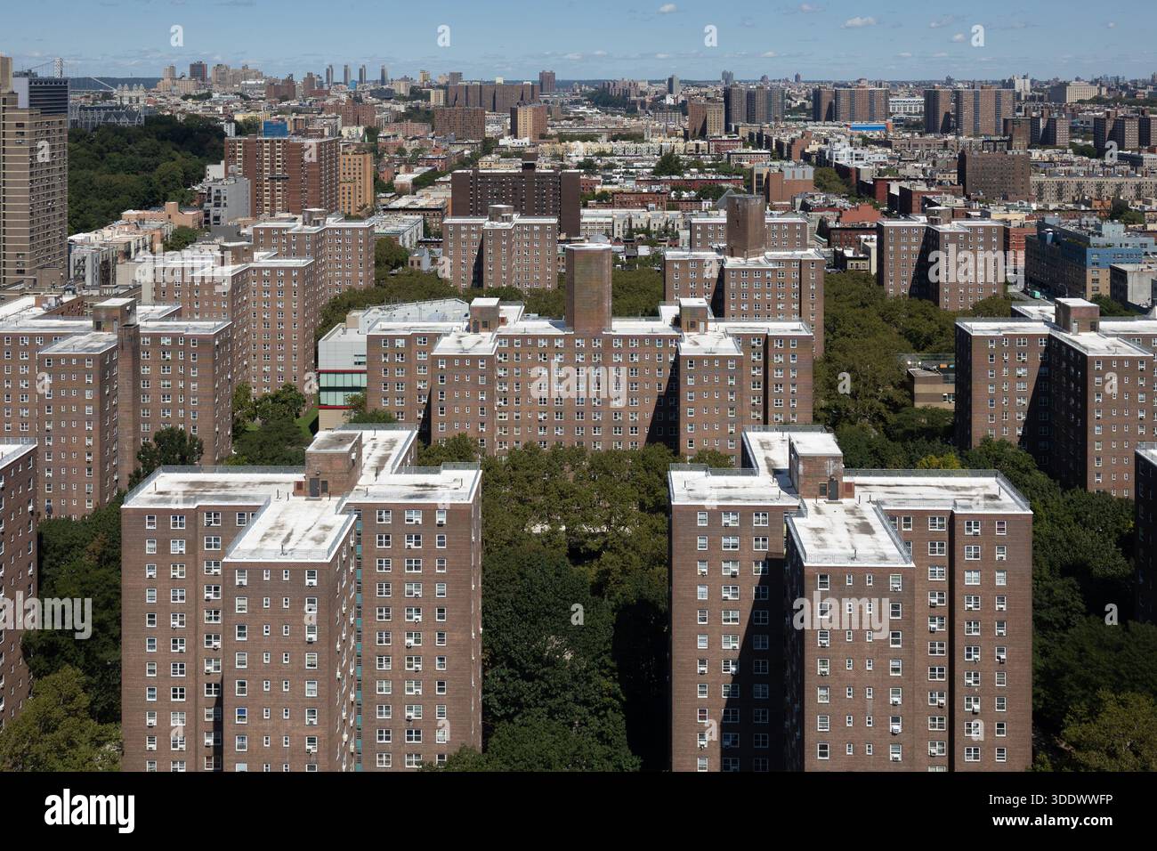 Image showcasing Aerial view of NYCHA public housing developments in Manhattan, New York ...