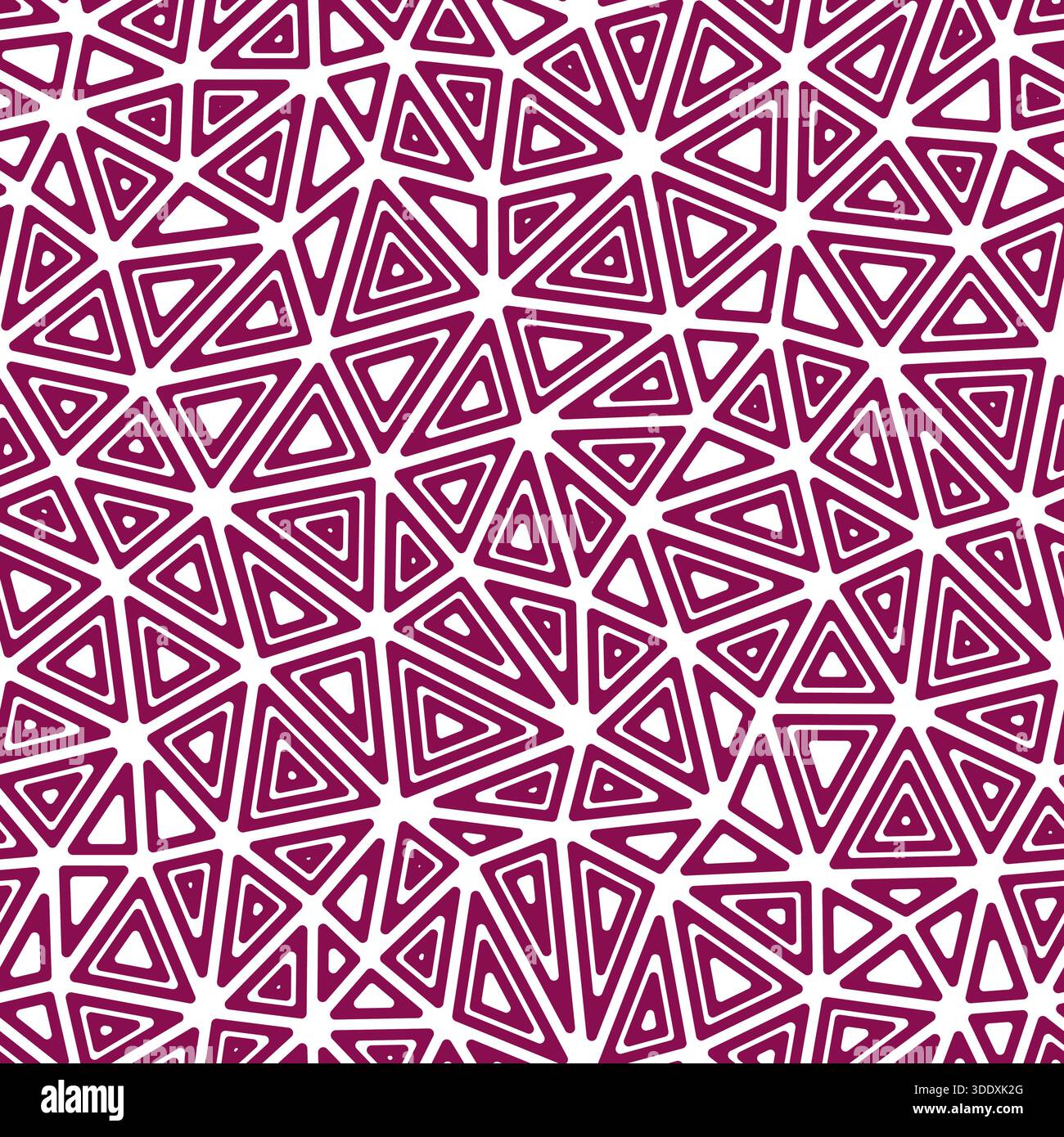 Minimal geometric background. Medium triangle size. Multiple repeated inner triangles. Solid color style. Repeatable pattern. Stylish vector tiles. Stock Vector