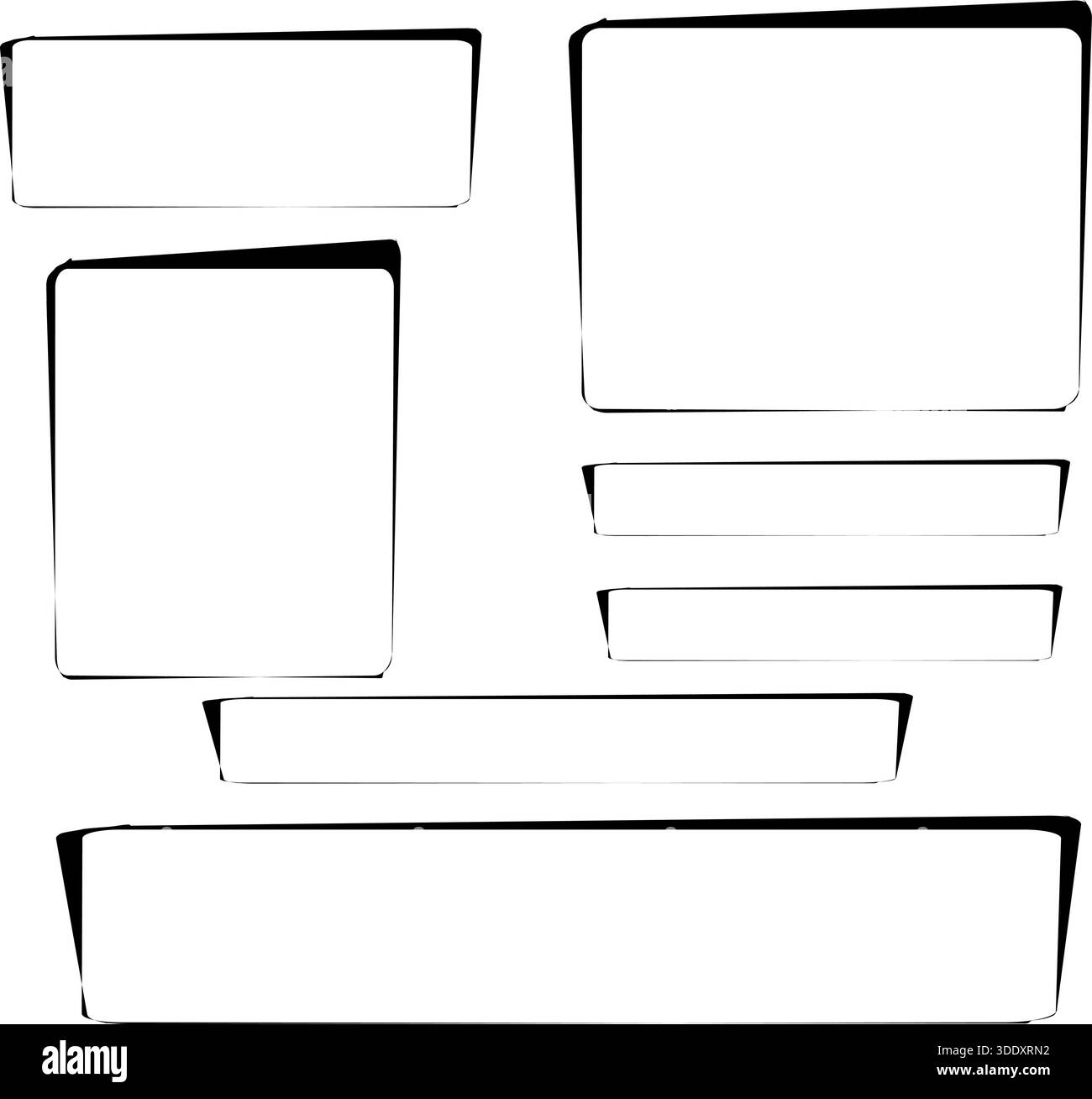 Doodle style rectangle frames Black and White Stock Photos & Images - Alamy