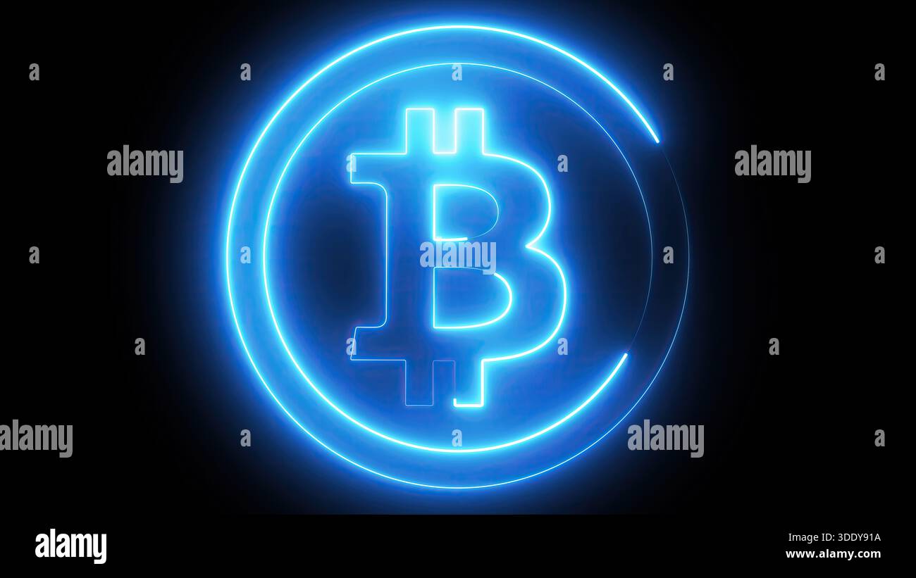 Neon Bitcoin Sign. Computer generated 3d render Stock Photo - Alamy