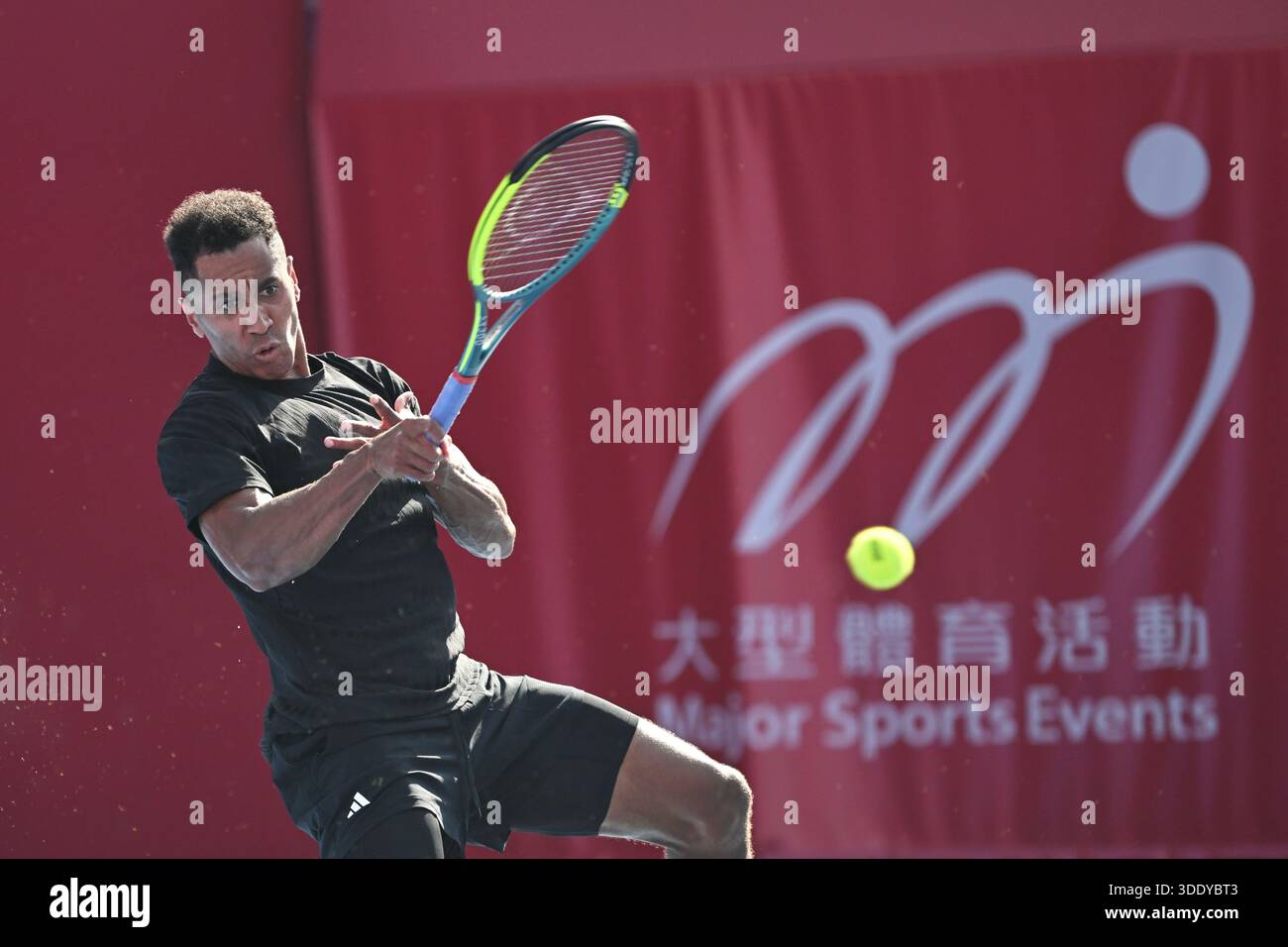 Michael Mmoh, an American tennis player, during a match at the Hong ...