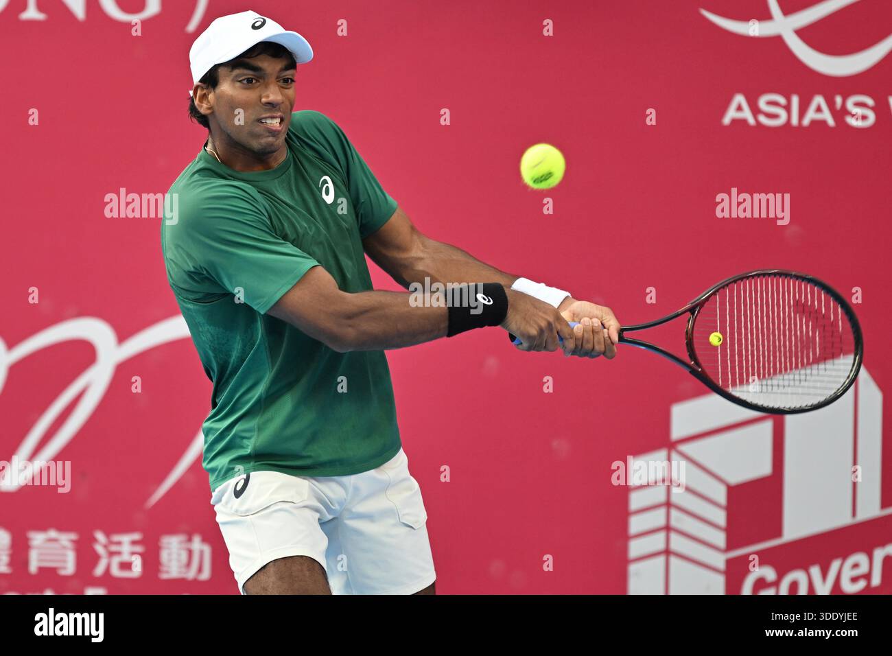 Kobe Reddy Nishesh Basavareddy, a American tennis player, during a match at the ...