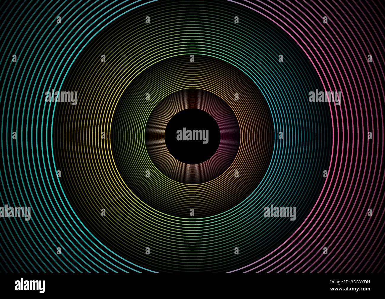 Bright shiny linear circles abstract futuristic tech background. Vector minimal geometric concentric design Stock Vector