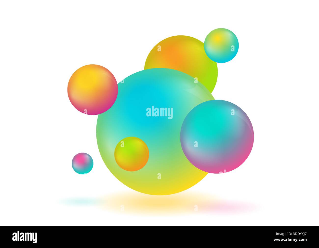 Multicolored 3d spheres abstract minimal elegant background. Geometric concept vector design Stock Vector