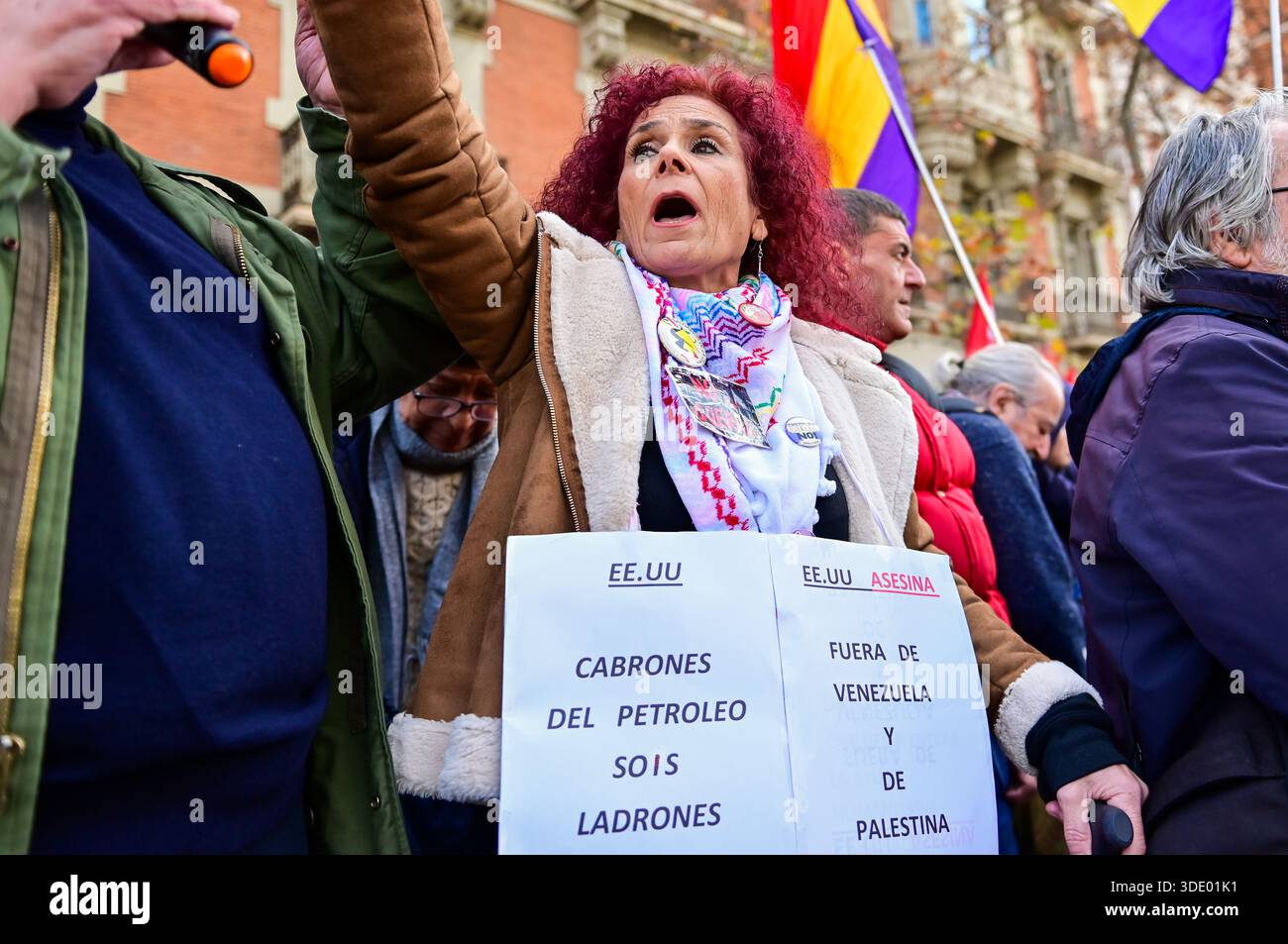 Demonstration Only January 4, 2026, Madrid, Madrid, SPAIN: Demonstration outside the ...
