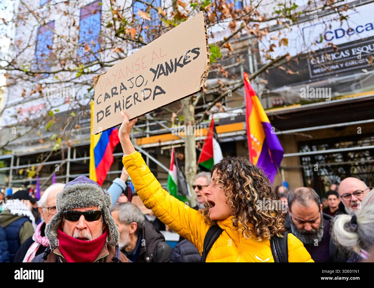 Demonstration Only January 4, 2026, Madrid, Madrid, SPAIN: Demonstration outside the ...