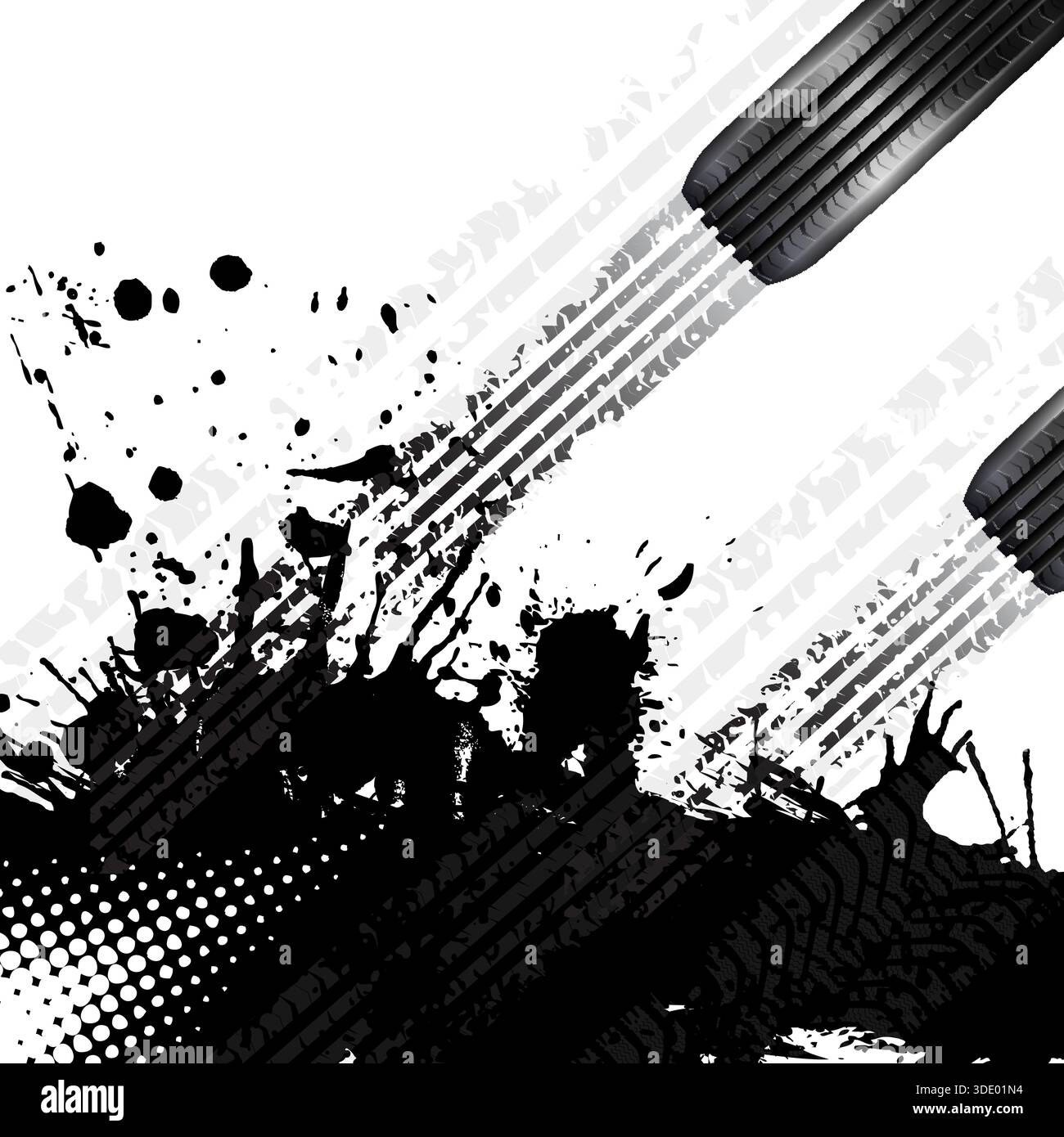 Racing Concept - Flags, Tires and Tracks, grunge vector background Stock Vector