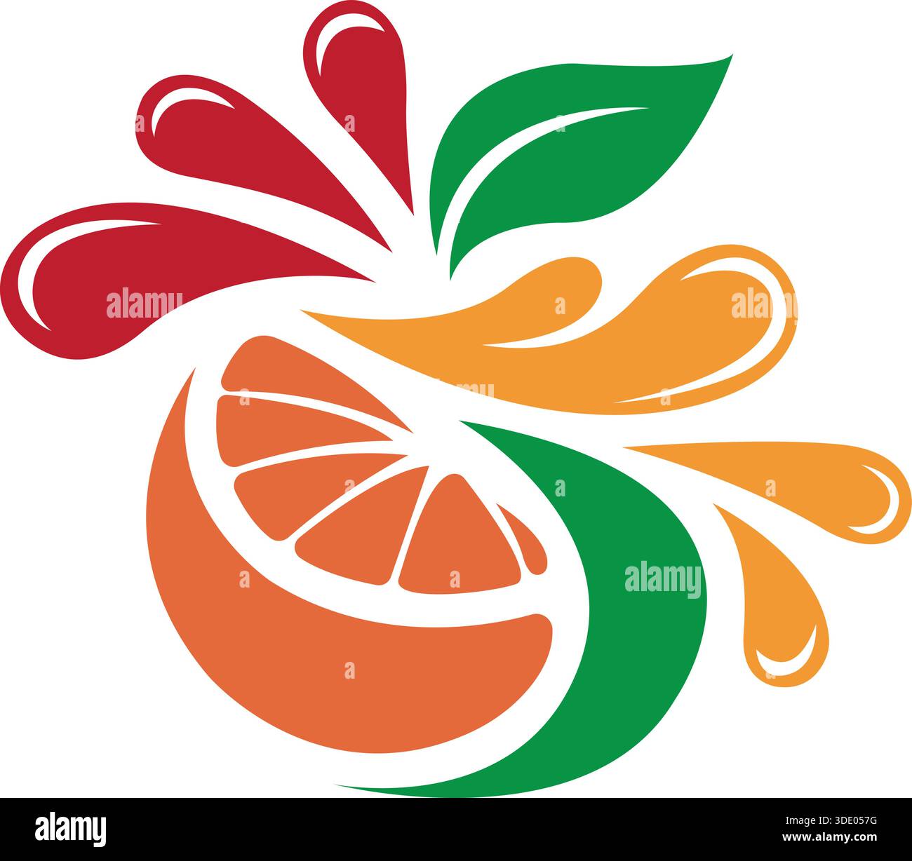 Fruit Orange Leaf Fresh Organic Healthy Logo Design Vector Template Stock Vector