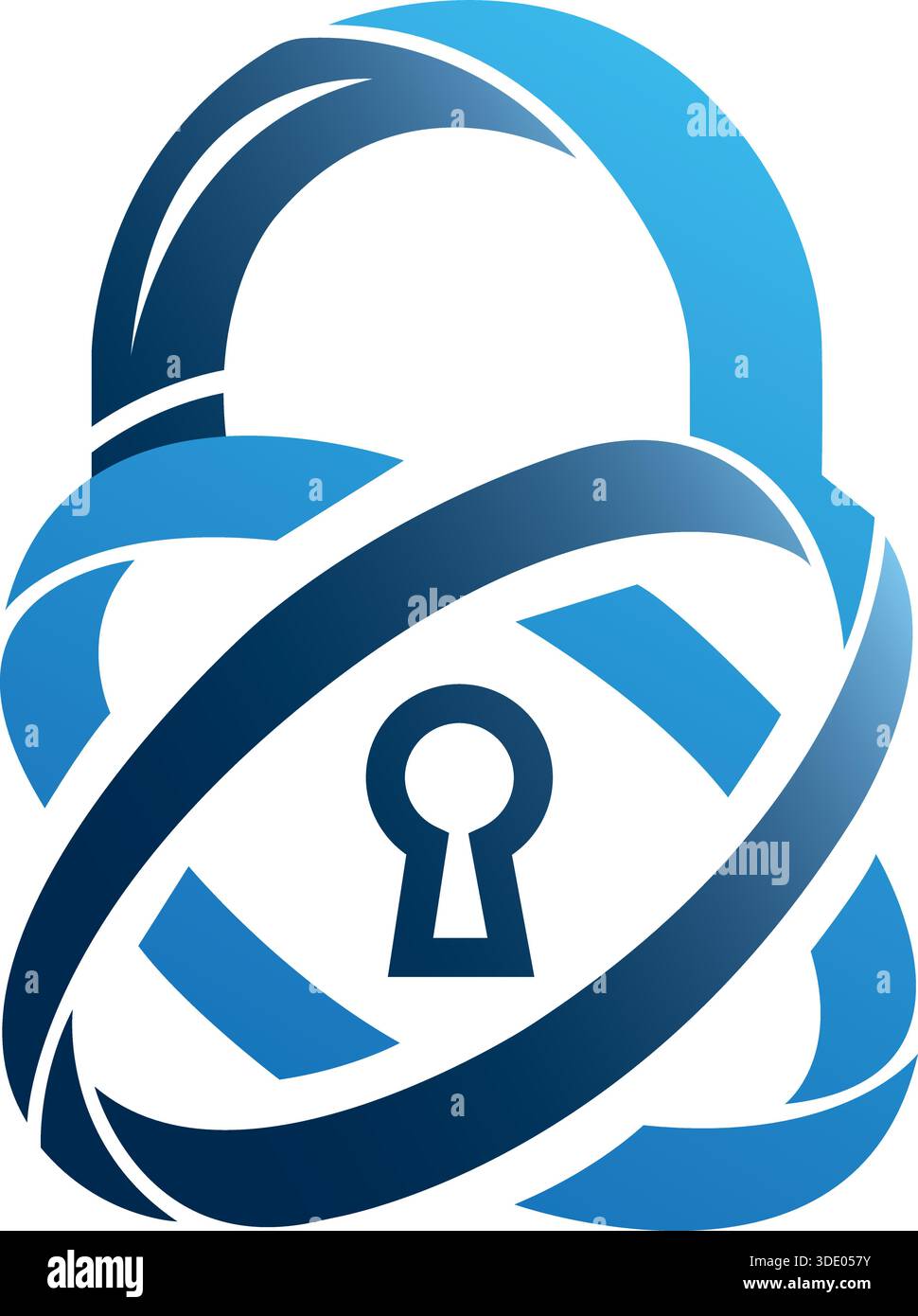 Padlock Circle Secure Logo Design Technology Vector Template Icon Stock Vector