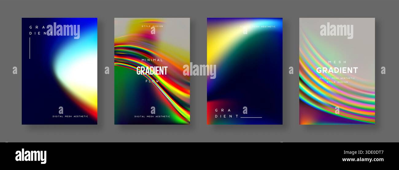 Abstract vector cards with soft mesh gradient Stock Vector