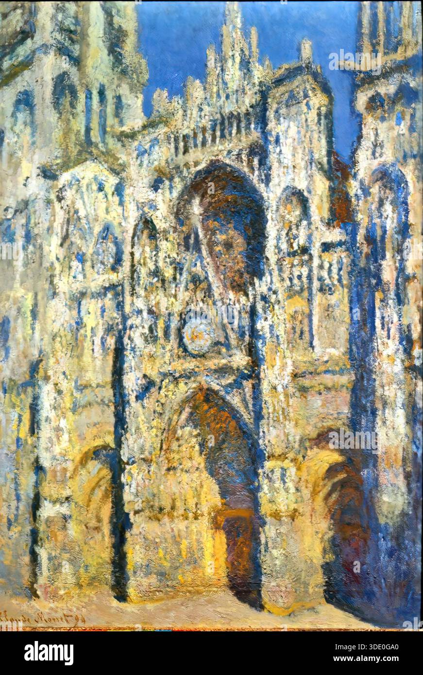 Rouen cathedral portal sunlight claude hi-res stock photography