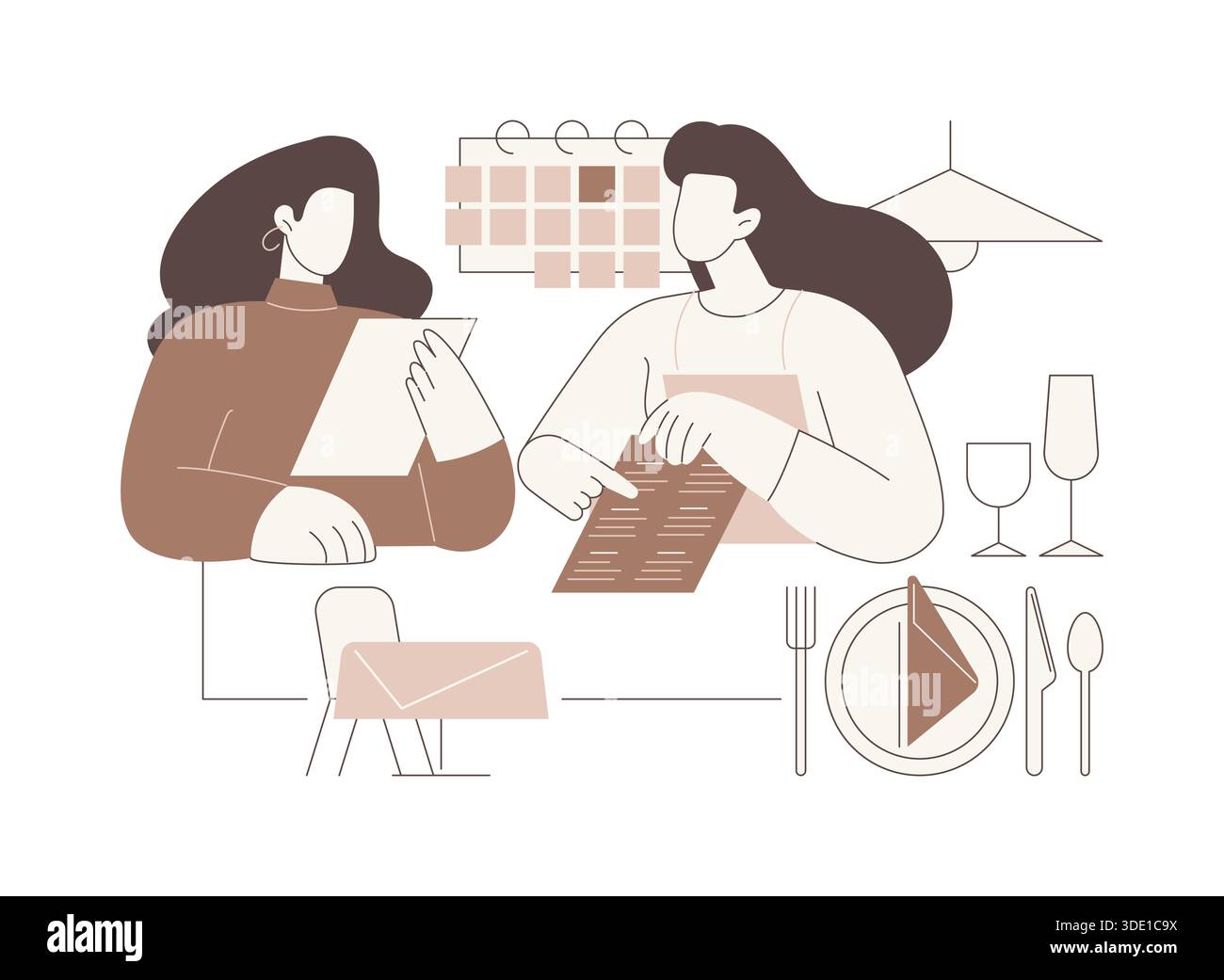 Discussing event menu isolated cartoon vector illustrations Stock ...