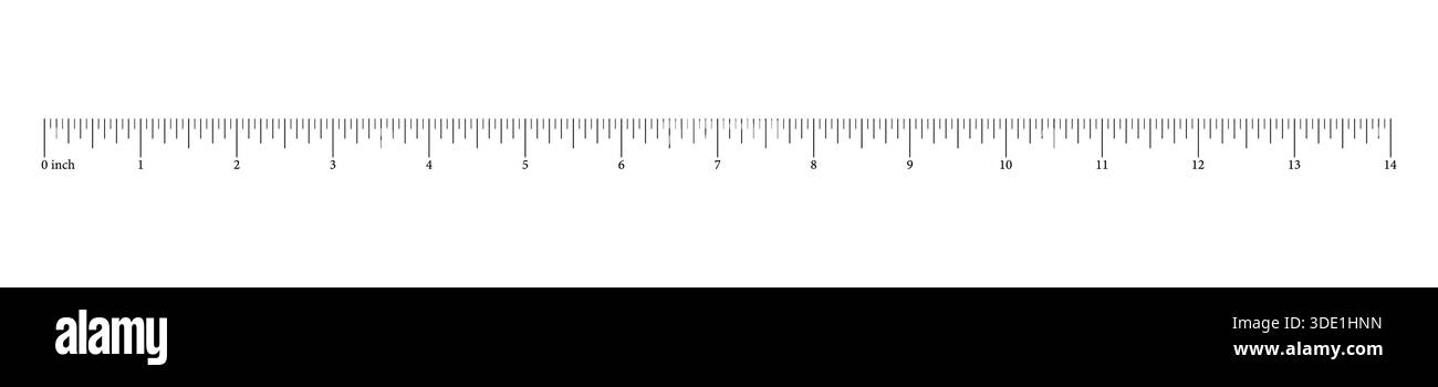 Measuring chart with 14 inches. Ruler scale. Sewing tool. Length ...
