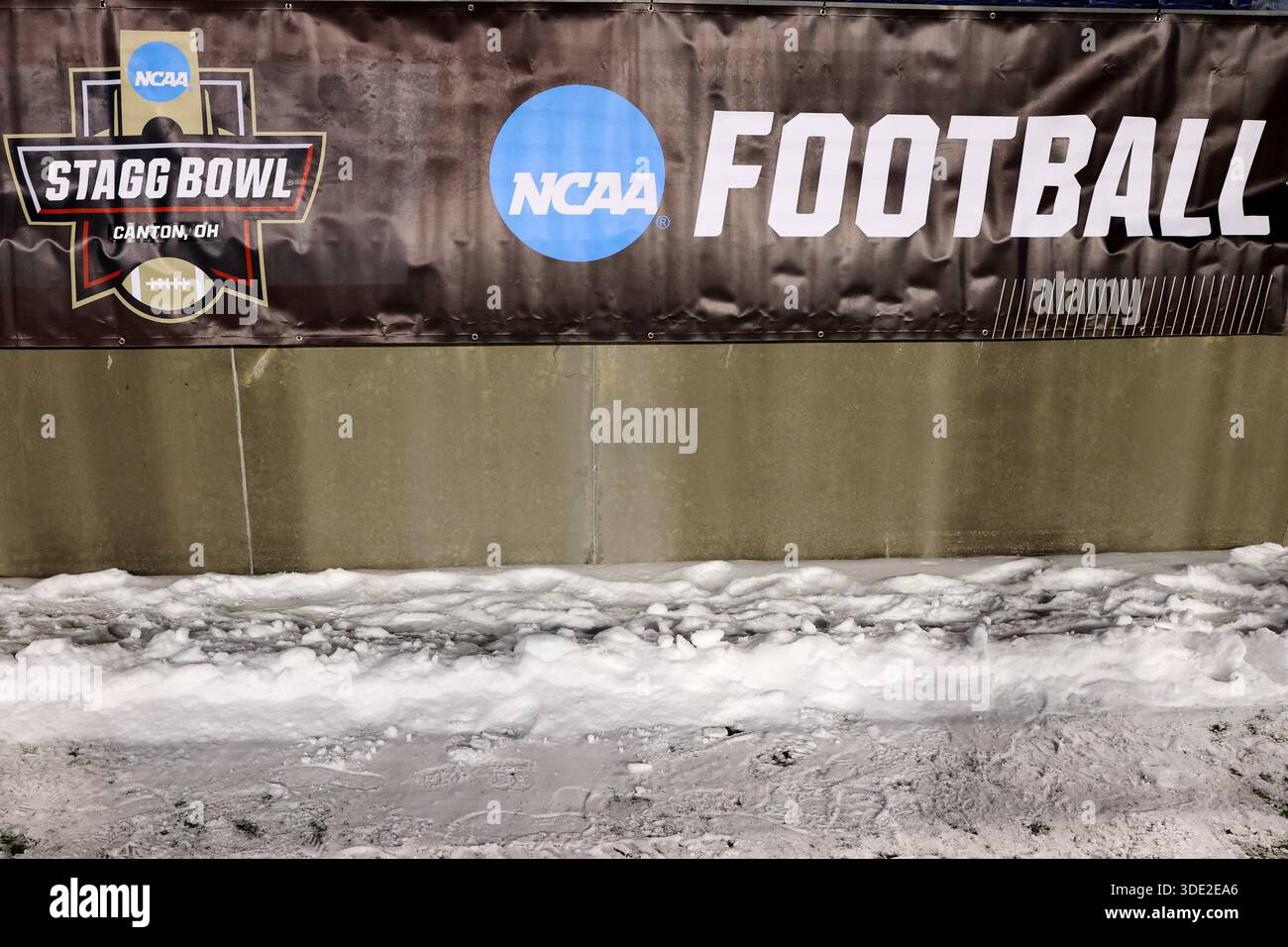 CANTON, OH - JANUARY 04: A general view of Stagg Bowl signage on the ...