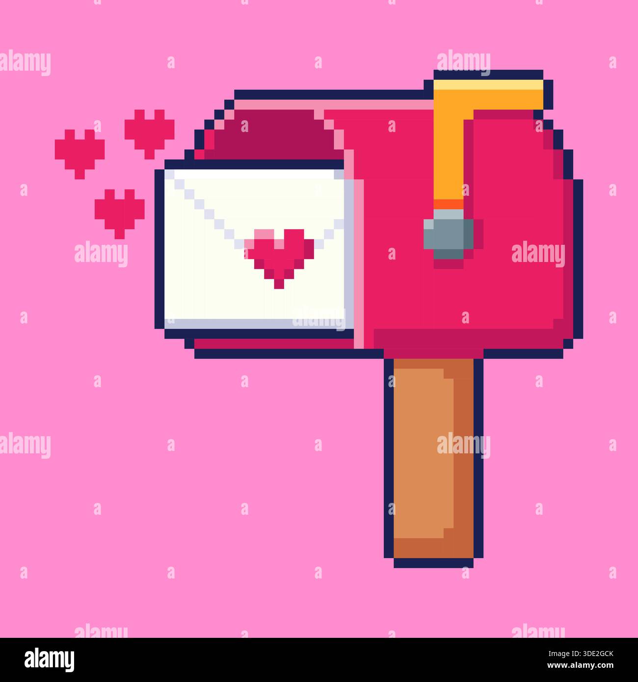 Pixel art Valentine Mailbox game asset Stock Vector