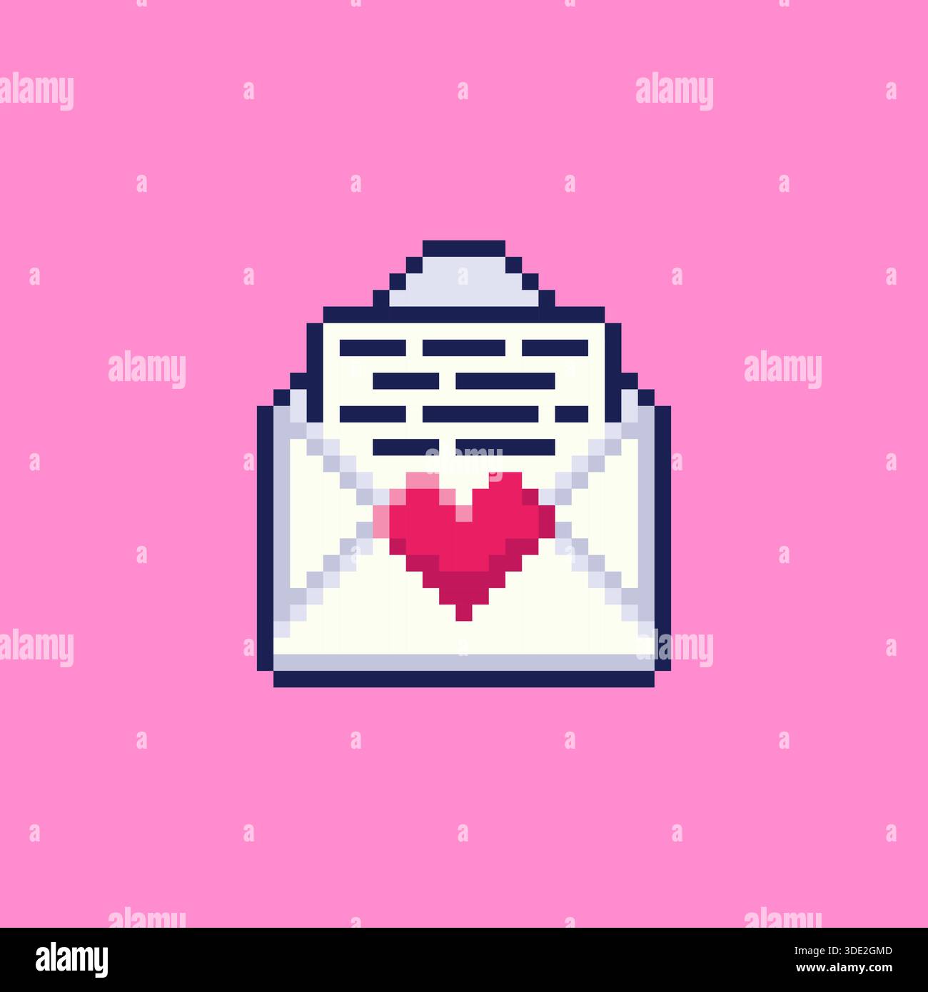 Pixel art Love Letter Envelope game asset Stock Vector