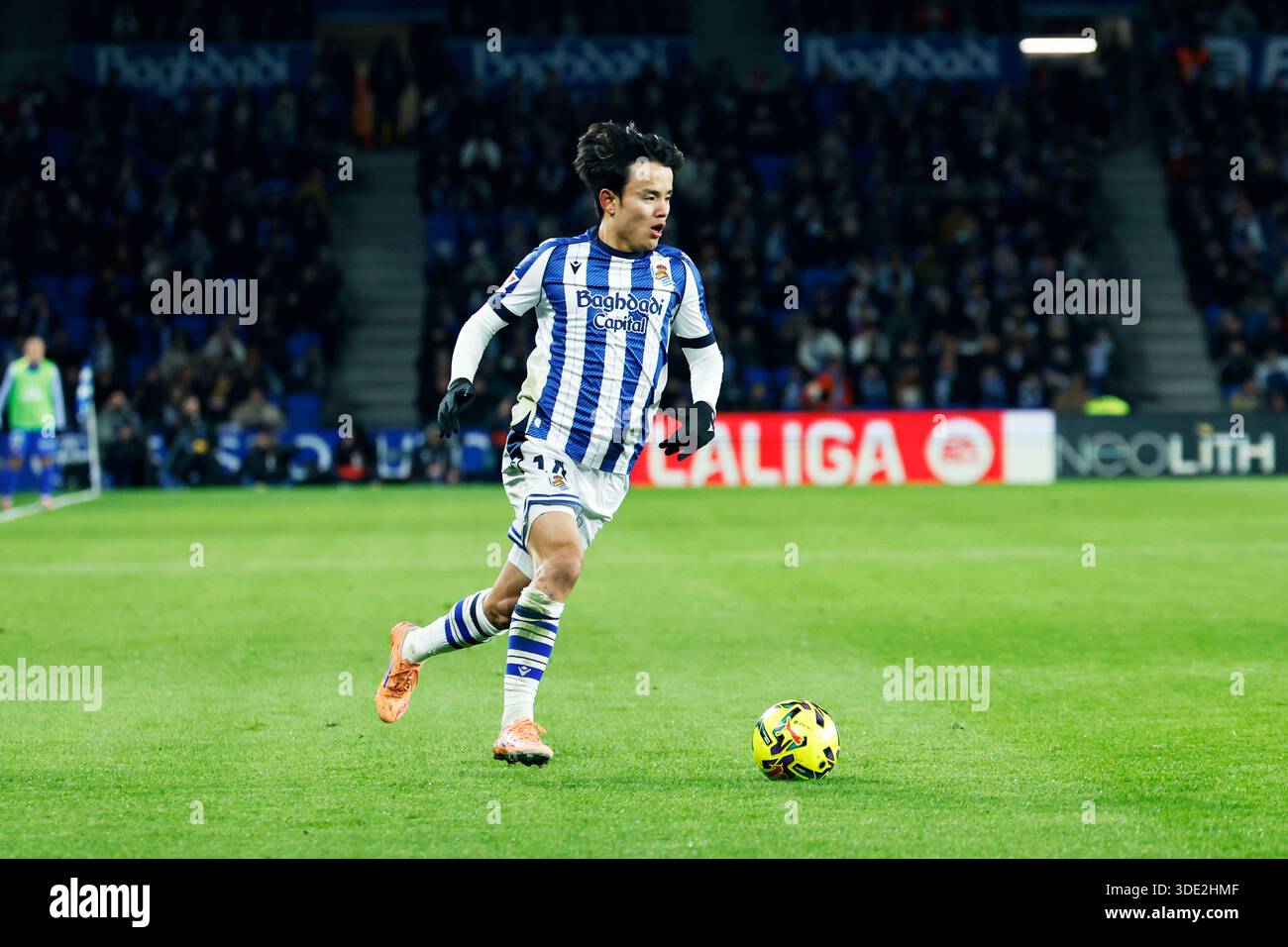 San Sebastian, Spain. Credit: D. 4th Jan, 2026. Takefusa Kubo (Sociedad) Football/Soccer : Spanish 'La Liga EA Sports' match between Real Sociedad 1-1 Atletico de Madrid at Reale Arena in San Sebastian, Spain. Credit: D .Nakashima/AFLO/Alamy Live News Stock Photo