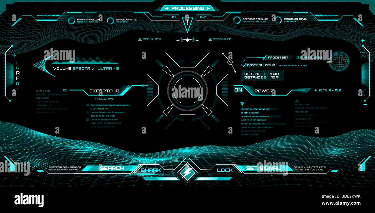 Hud aim target screen. Futuristic military interface vector display ...