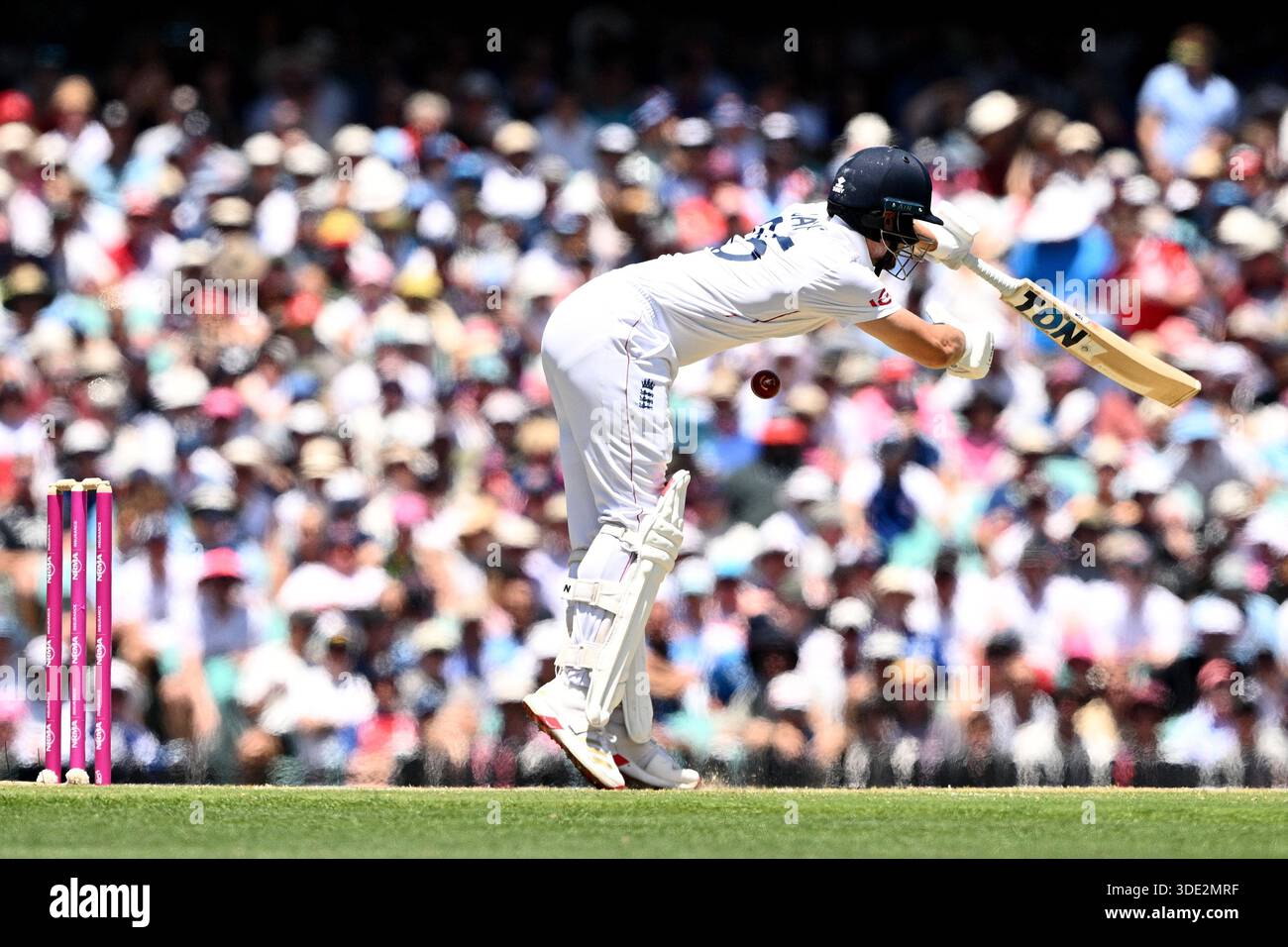 Riley Jacks of England is hit by a delivery from Scott Boland of ...