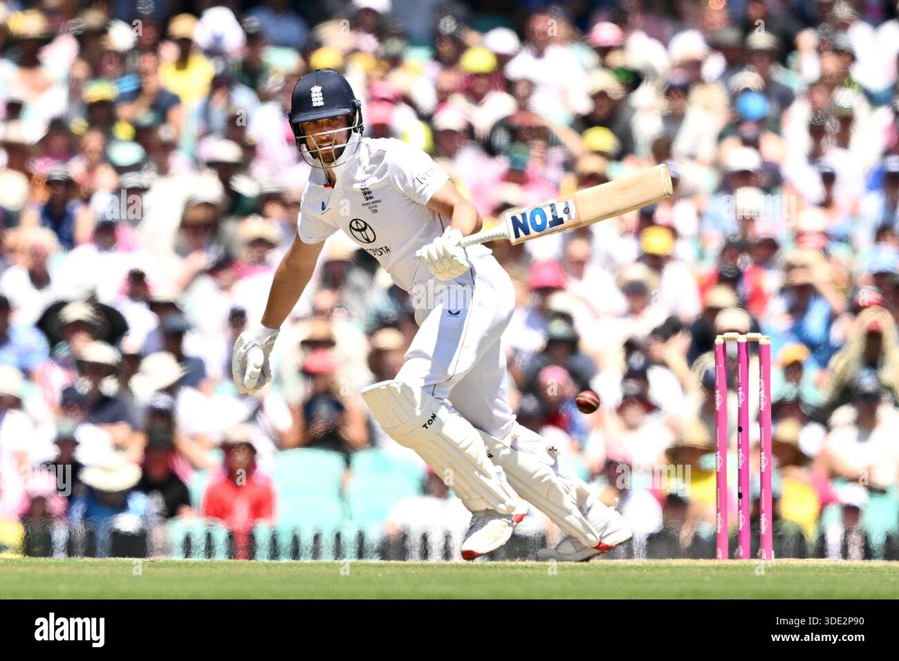 Riley Jacks of England plays a shot on Day 2 of the Fifth Men’s Ashes ...