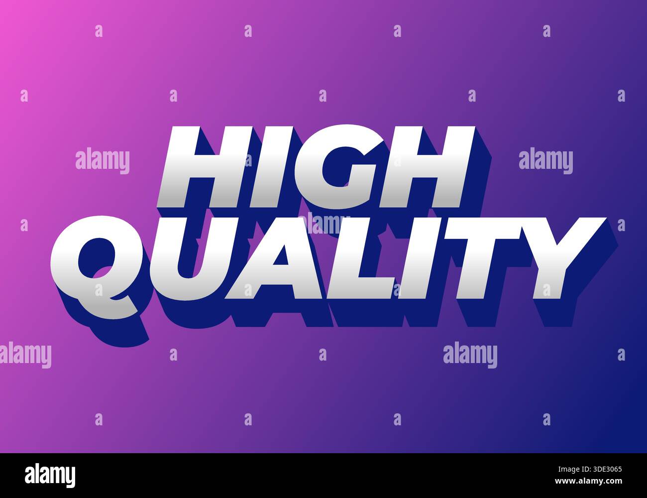 Bold 3D text High Quality on a gradient purple background. Stock Vector