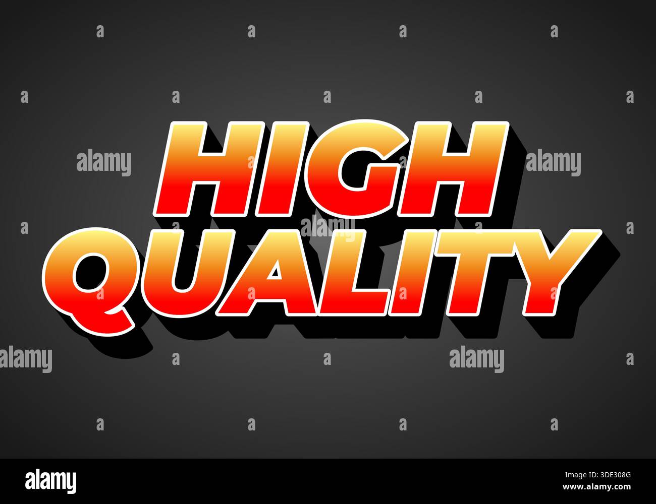 Bold 3D text High Quality with a gradient effect on a dark background. Stock Vector