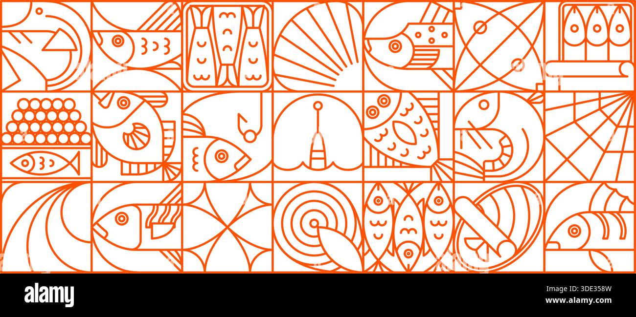 Fish Pattern Geometry Modern fish hooks Stock Vector Images - Alamy