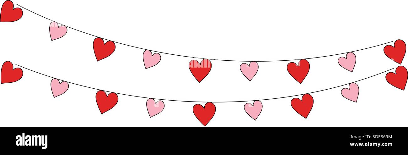 Decorative Heart Garland Border Frame for Valentines vector design Stock Vector