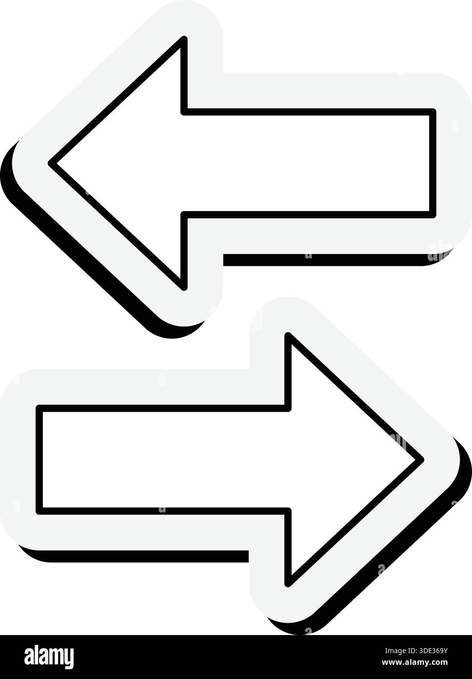 Black and White Exchange Arrows Symbol Icon Stock Vector