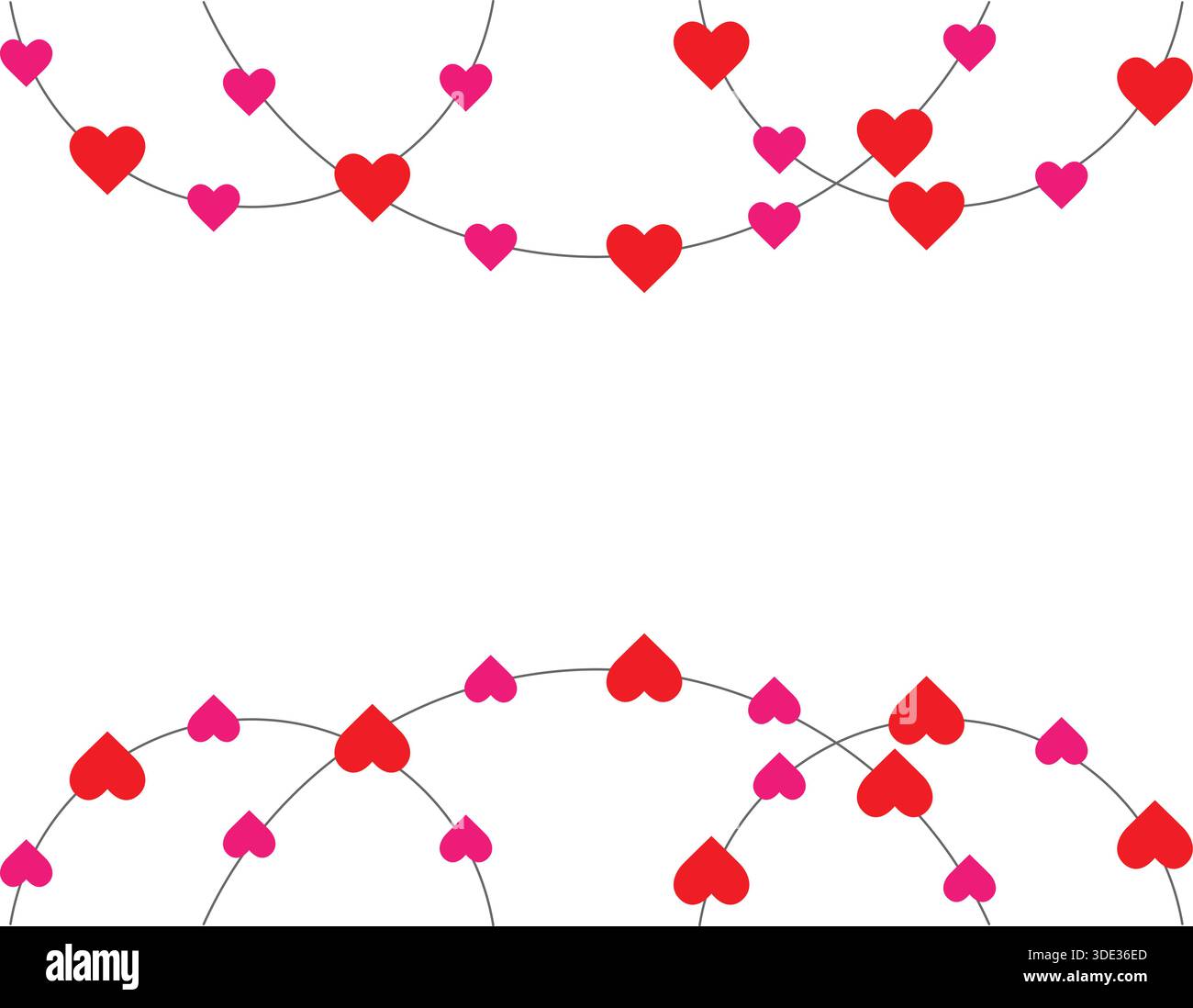 Decorative Heart Garland Border Frame for Valentines vector design Stock Vector
