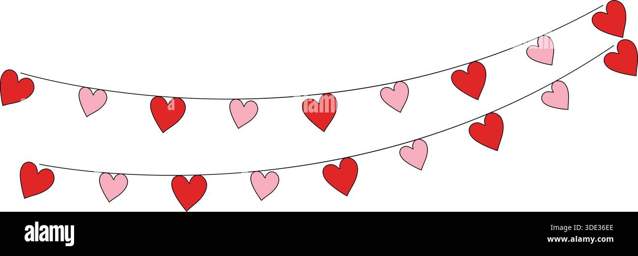 Decorative Heart Garland Border Frame for Valentines vector design Stock Vector