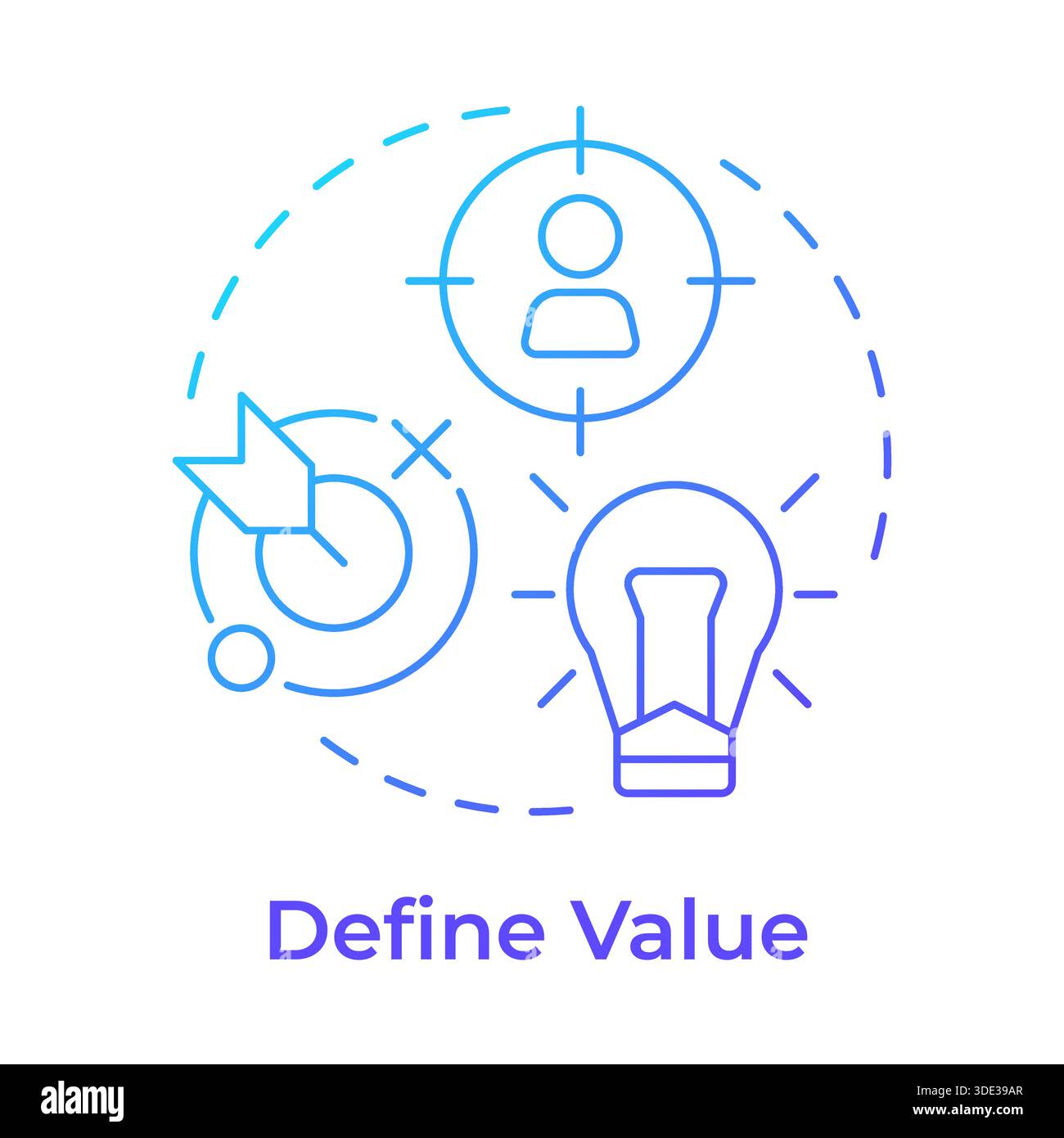 Define value blue gradient concept icon Stock Vector