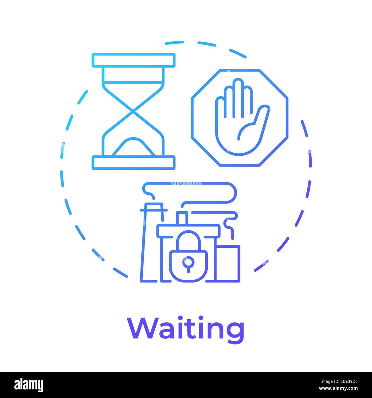 Waiting blue gradient concept icon Stock Vector
