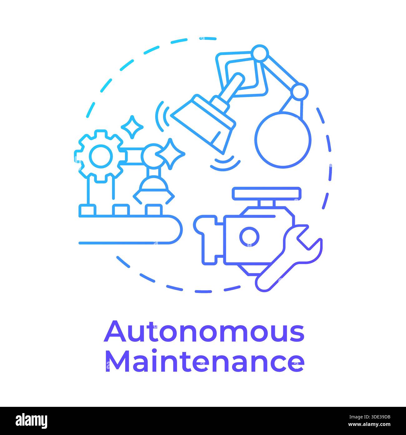 Autonomous maintenance blue gradient concept icon Stock Vector