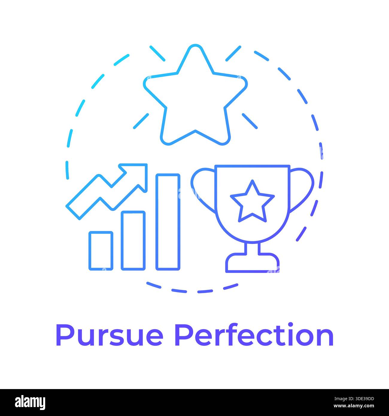 Pursue perfection blue gradient concept icon Stock Vector