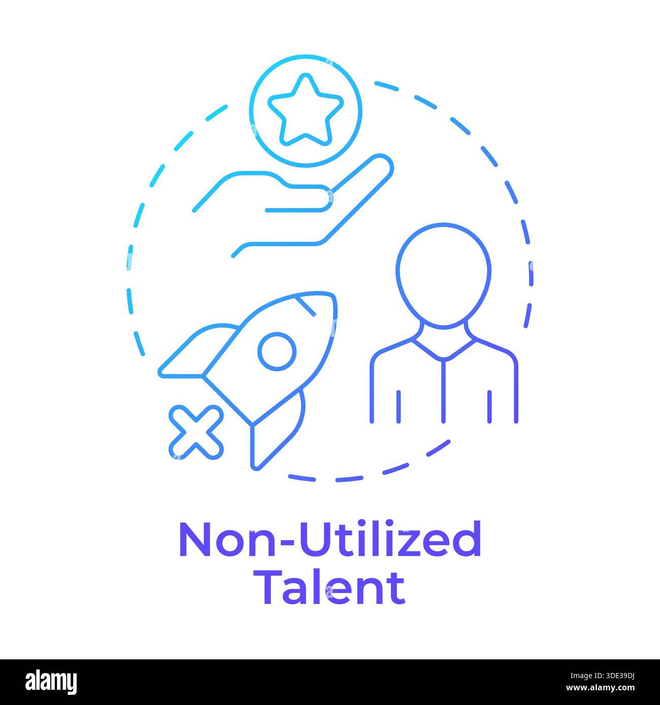 Non-utilized talent blue gradient concept icon Stock Vector
