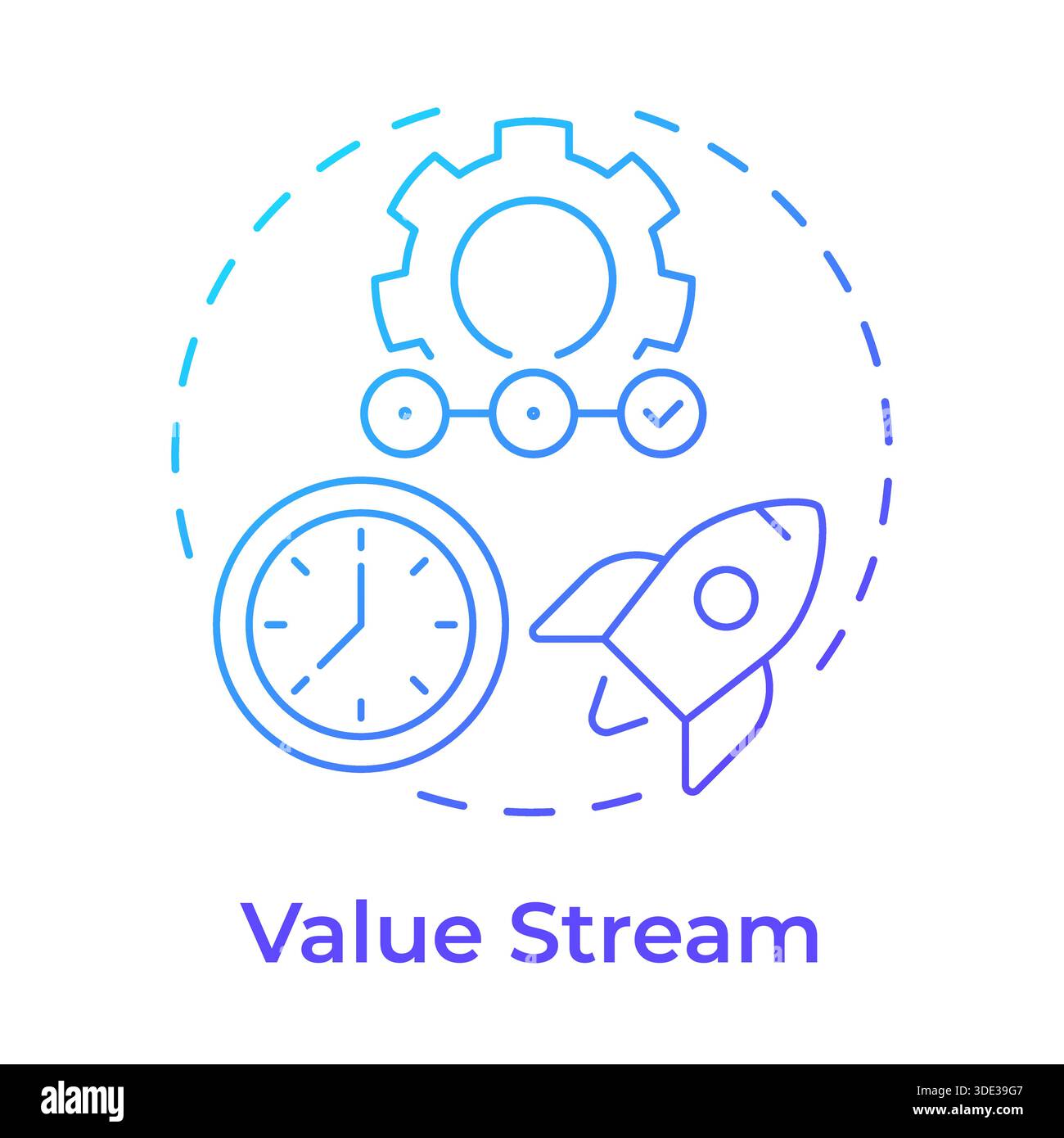 Value stream blue gradient concept icon Stock Vector