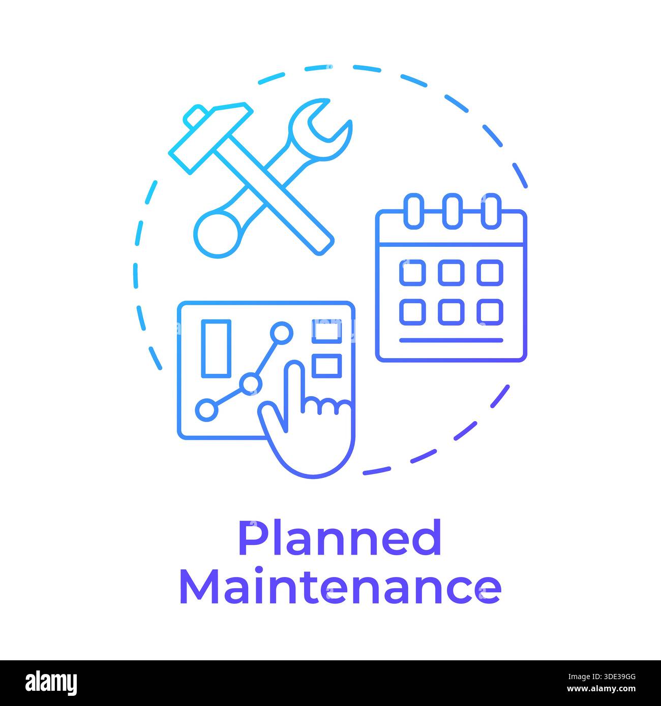 Planned maintenance blue gradient concept icon Stock Vector