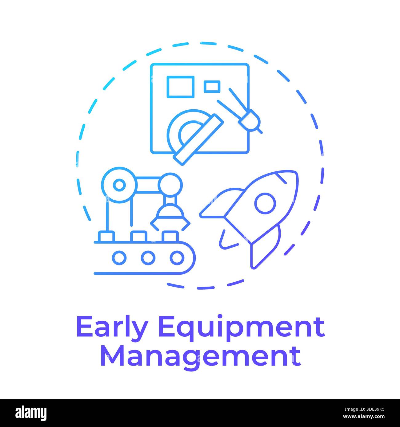 Early equipment management blue gradient concept icon Stock Vector