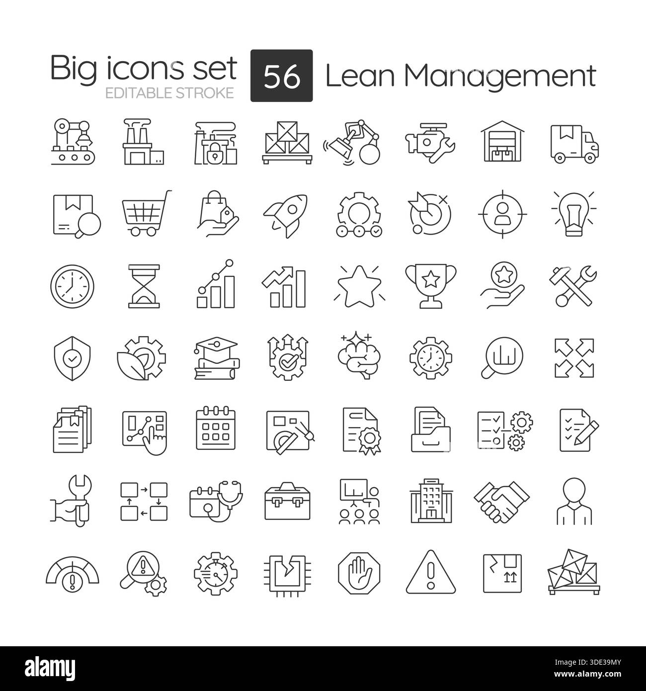 Lean management line icons set Stock Vector