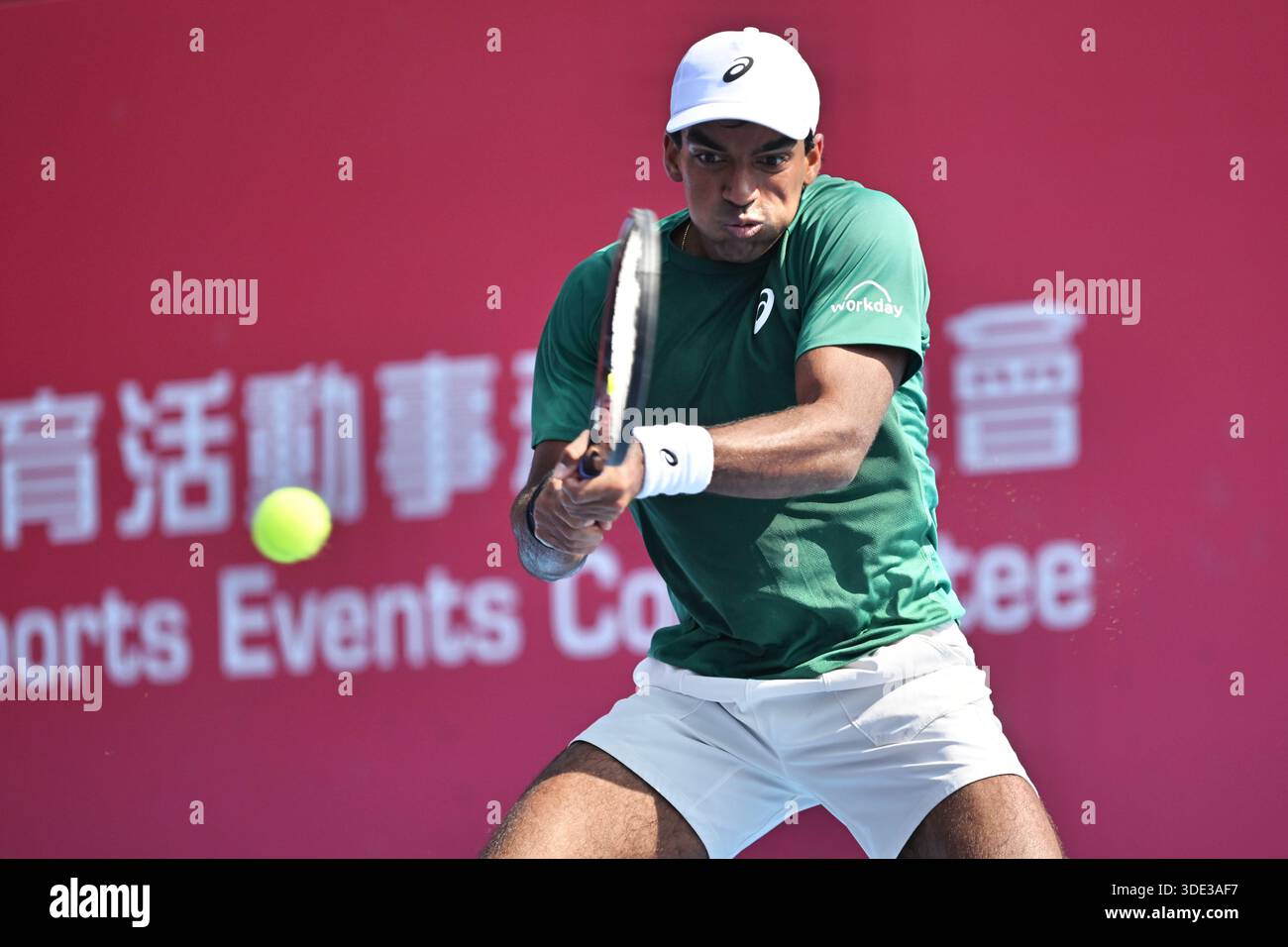 Kobe Reddy Nishesh Basavareddy, an American tennis player, during a match at the ...