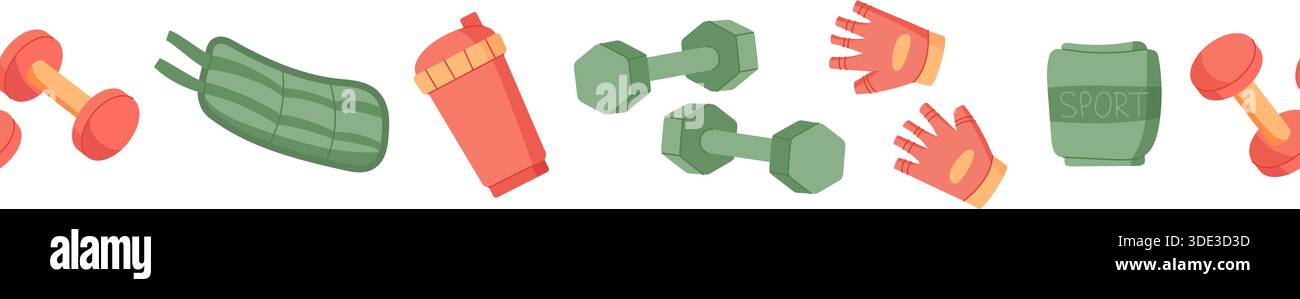 Colorful Seamless Fitness Border Frame Pattern Stock Vector
