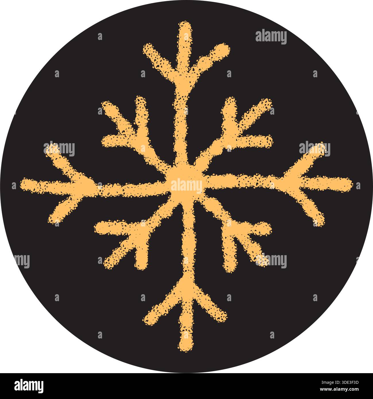 Yellow Snow Flake Sticker In Circle Stock Vector