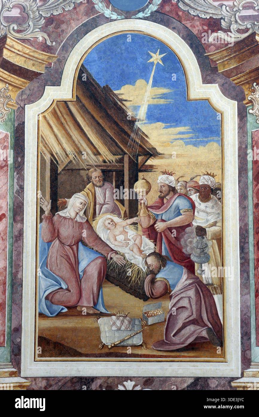 Nativity Scene, Adoration of the Magi Stock Photo - Alamy
