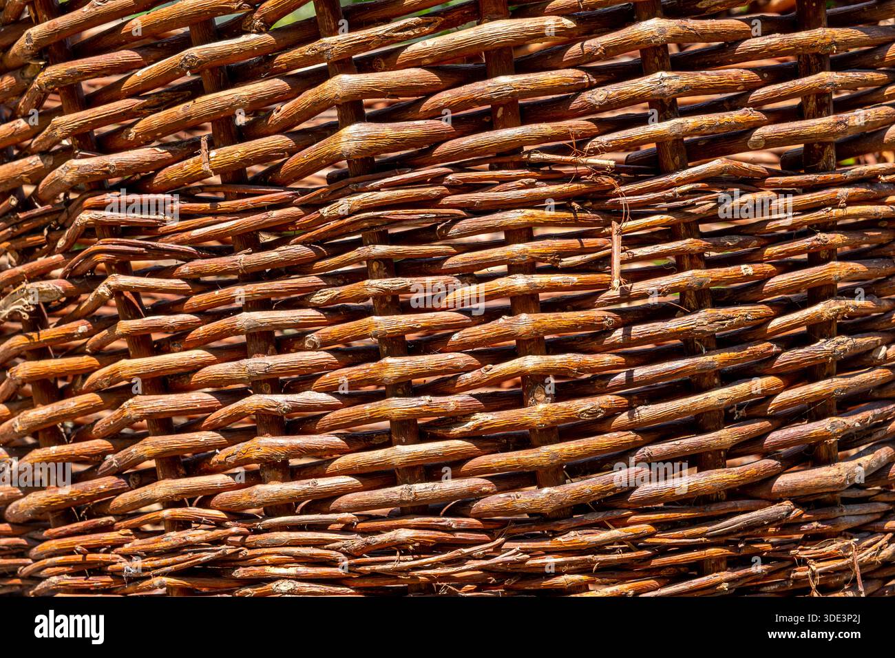 Woven wicker basket weave pattern detail background texture Stock Photo