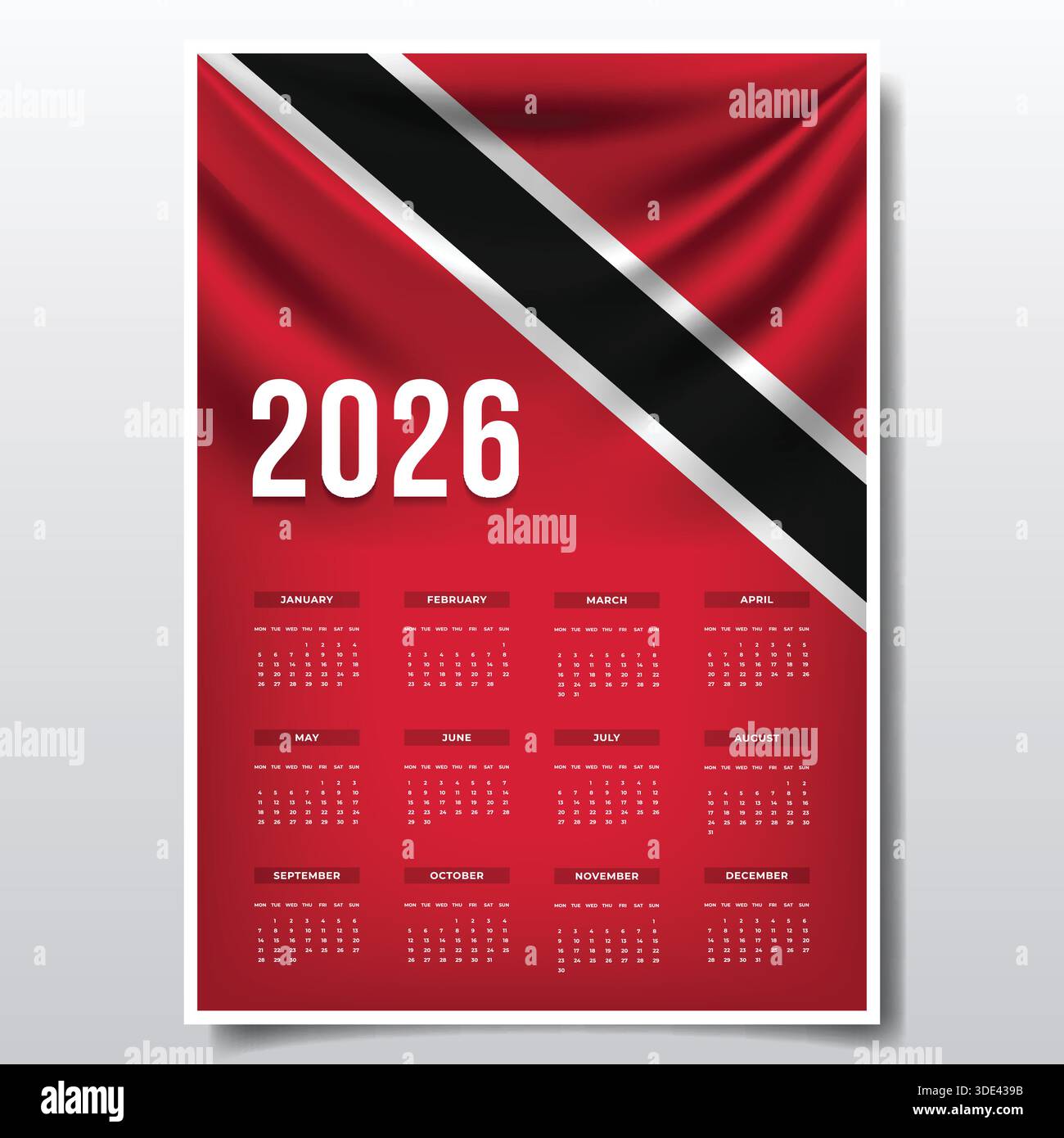 2026 Printable Calendar Design with Trinidad And Tobago Flag Theme ...